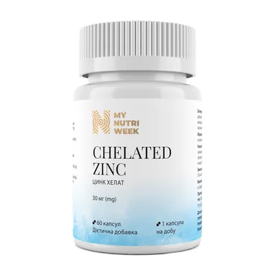 Цинк хелат My Nutri Week Chelated Zinc 30 мг, 60 капсул