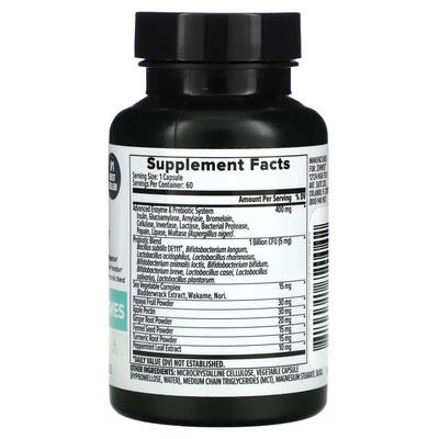 Пищеварительные ферменты Zenwise Daily Digestive Enzymes с пребиотиками и пробиотиками, 60 вегетарианских капсул
