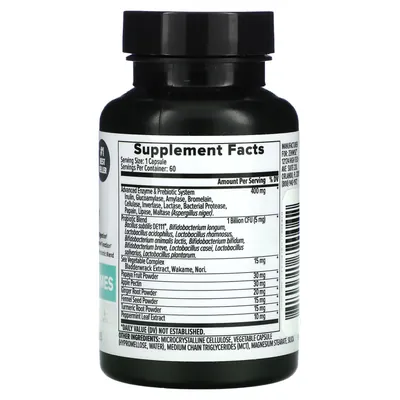 Травні ферменти Zenwise Daily Digestive Enzymes з пребіотиками та пробіотиками, 60 вегетаріанських капсул