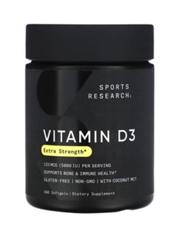 Вітамін Д3 Sports Research Vitamin D3 5000 МО, 360 м'яких капсул