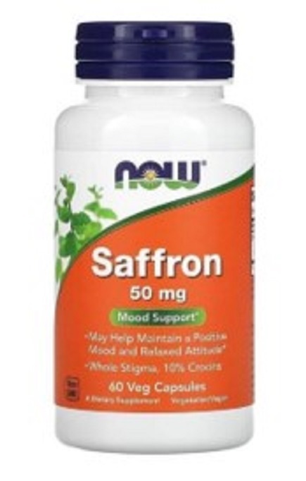 Шафран NOW Saffron 50 мг, 60 вегетарианских капсул