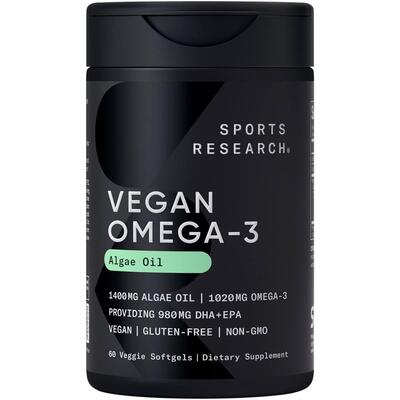 Омега 3 Sports Research Omega-3 Vegan 1400 мг, 60 мяких капсул
