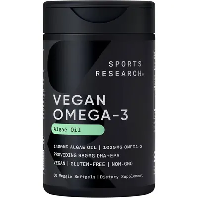 Омега 3 Sports Research Omega-3 Vegan 1400 мг, 60 мяких капсул