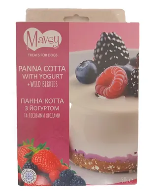 Ласощі для собак Mavsy панна котта з йогуртом та лісовими ягодами, 50 г