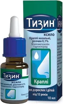 Тизин краплі наз. 0.1 % по 10 мл у флак.