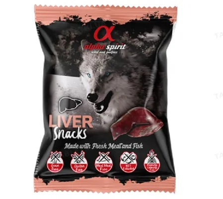Ласощі напіввологі для собак Alpha Spirit DOG Snacks Liver з печінкою, кубики, 50 г