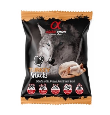 Лакомства полувлажные для собак Alpha Spirit DOG Snacks Turkey с индейкой, кубики, 50 г