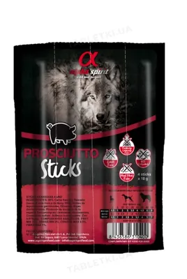 Ласощі напіввологі для собак Alpha Spirit DOG Sticks Prosciutto з прошутто, палички, 4 штук, 40 г