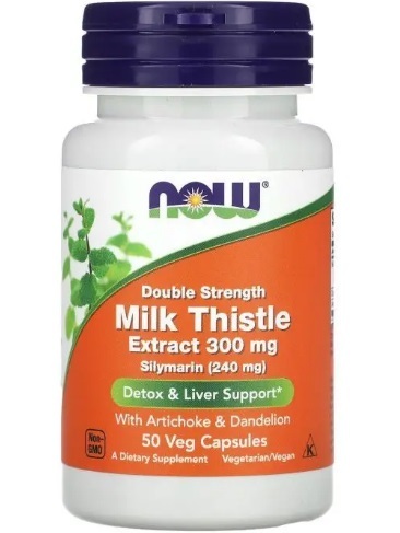 Расторопша, силимарин (Silymarin) NOW Milk Thistle экстракт, капсулы по 300 мг №50