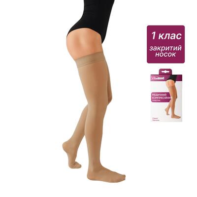 Чулки компрессионные Vitamed 9131 класс компрессии 1, средняя длина, закрытый носок, цвет бежевый, размер 6