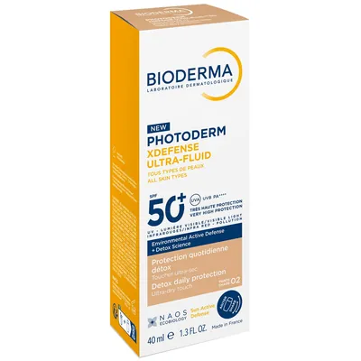 Ультра-флюїд сонцезахисний Bioderma Photoderm XDеfense SPF50+ для обличчя тонуючий відтінок 02, 40 мл