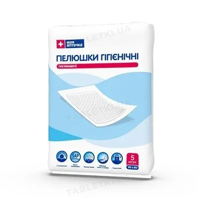 Пелюшки Моя Аптечка одноразові поглинаючі 60 см x 90 см, 5 шт