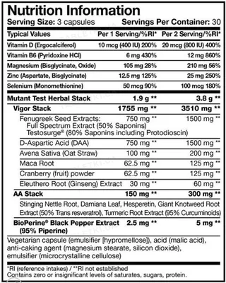 Спеціальна добавка Mutant TEST 710 mg, 90 капсул