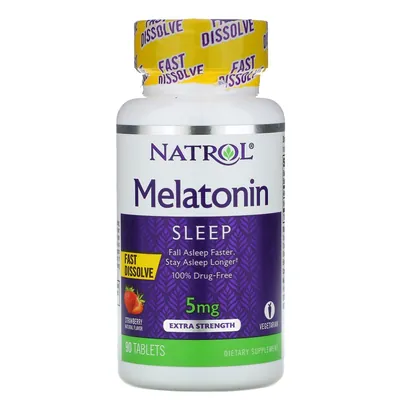Мелатонін Natrol Melatonin швидкорозчинний смак полуниці 5 мг, 90 таблеток