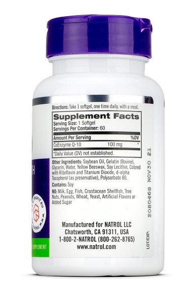 Коэнзим Natrol CoQ-10 100 mg, 60 капсул