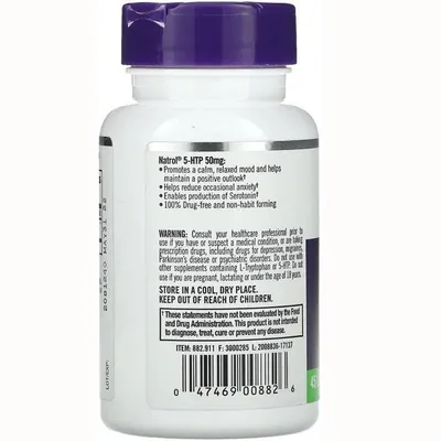 Натуральна добавка Natrol 5-HTP 50 mg, 45 капсул