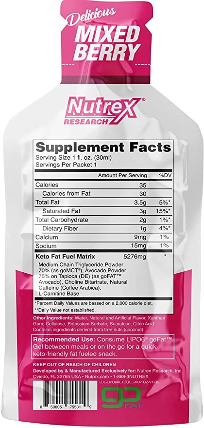 Жироспалювач Nutrex Research Lipo6 Keto goFAT Gel, 30 мл