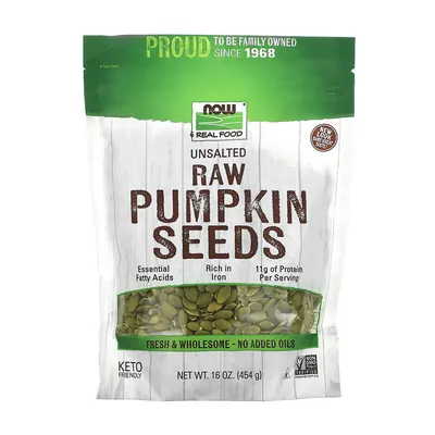 Гарбузове насіння сире NOW Real Food Pumkin Seeds Raw, 454 г