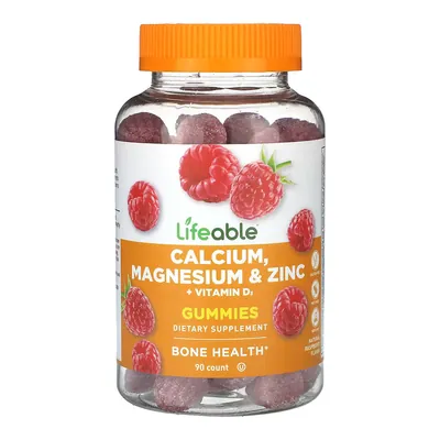 Кальцій, магній, цинк + вітамін D3 Lifeable Calcium Magnesium & Zinc + Vitamin D3, 90 жувальних цукерок