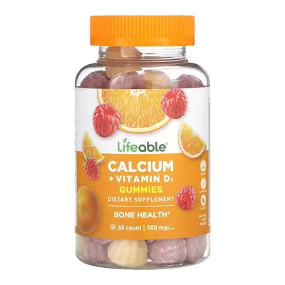 Кальцій + вітамін D3 Lifeable Calcium + Vitamin D3, 60 жувальних цукерок