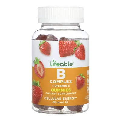 Вітаміни групи В + вітамін С Lifeable B Complex + Vitamin C зі смаком полуниці, 60 жувальних цукерок