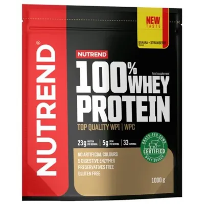 Протеїн сироватковий змішаний Nutrend 100% Whey Protein банан-полуниця, 1000 г