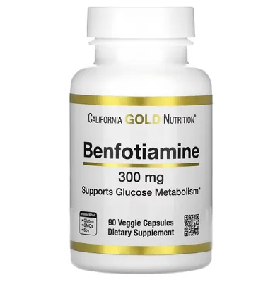 Бенфотіамін California Gold Nutrition Benfotiamine 300 мг вег. капсули №90