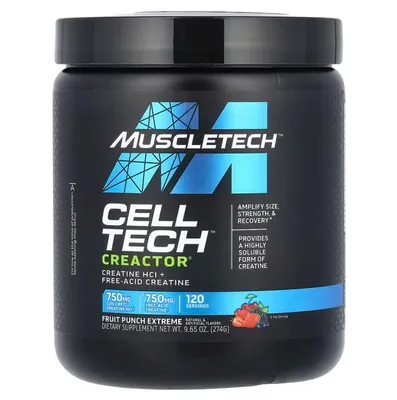 Креатин MuscleTech Cell Tech CREACTOR Creatine HCl фруктовий пунш, 274 г