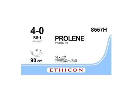 Шовный материал хирургический Prolene р. USP 4/0, нерассасывающая длина 90 см, 2 колющие иглы 17 мм, 1/2 круга 8557H
