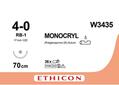 Шовный материал хирургический Monocryl USP4/0 с рассасывающимся антибактериальным покрытием длина 70 см, колющая игла 17 мм, 1/2 W3435
