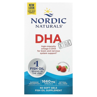 Докозагексаєнова кислота Nordic Naturals DHA Xtra полуниця, 1000 мг, 60 капсул