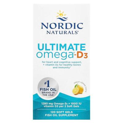 Омега та Д3 Nordic Naturals Ultimate Omega-D3 лимон, 1000 мг, 120 капсул