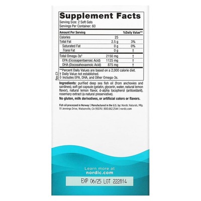 Омега Nordic Naturals Ultimate Omega 2x, 120 капсул