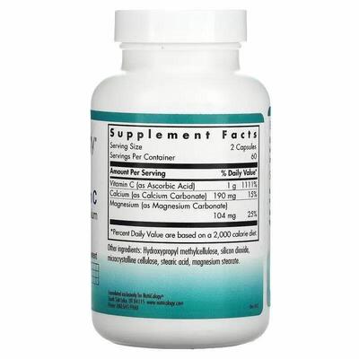 Витамин C буферизированный Nutricology Buffered Vitamin C с кальцием и магнием, 120 вегетарианских капсул