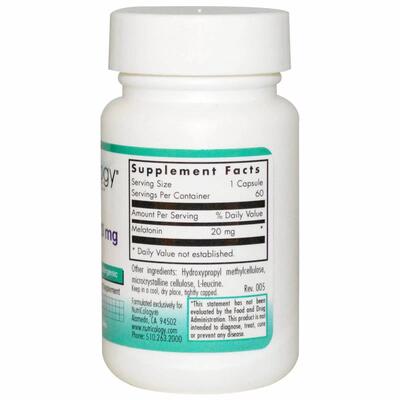 Мелатонин Nutricology Melatonin капсулы по 20 мг №60