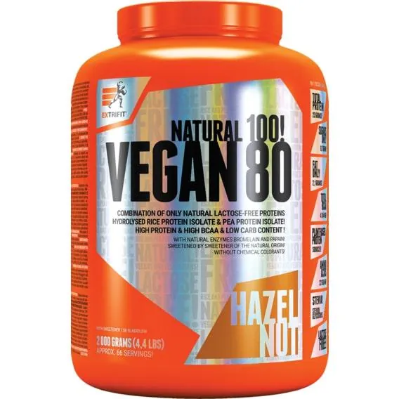 Протеїн рослинний ізолят Extrifit Vegan 80 Natural 100! фундук, 2 кг