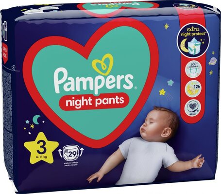 Подгузники-трусики Pampers Night Pants детские размер 3, 6-11 кг, ночные, 29 шт