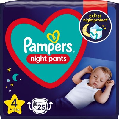 Підгузки-трусики Pampers Night Pants дитячі розмір 4, 9-15 кг, нічні, 25 шт