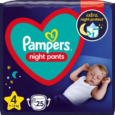 Підгузки-трусики Pampers Night Pants дитячі розмір 4, 9-15 кг, нічні, 25 шт