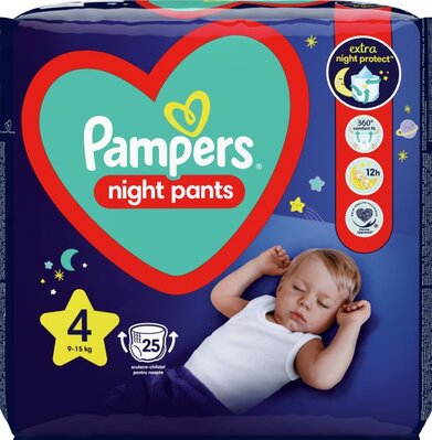 Подгузники-трусики Pampers Night Pants детские размер 4, 9-15 кг, ночные, 25 шт