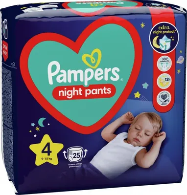 Підгузки-трусики Pampers Night Pants дитячі розмір 4, 9-15 кг, нічні, 25 шт