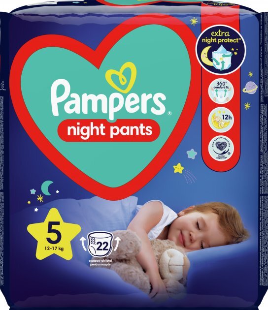 Подгузники-трусики Pampers Night Pants детские размер 5, 12-17 кг, ночные, 22 шт