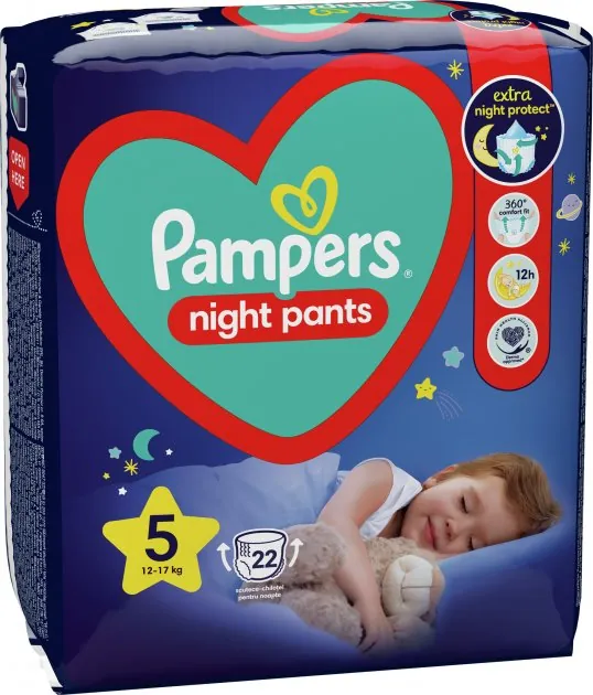Підгузки-трусики Pampers Night Pants дитячі розмір 5, 12-17 кг, нічні, 22 шт