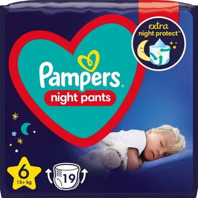 Підгузки-трусики Pampers Night Pants дитячі розмір 6, 15+ кг, нічні, 19 шт