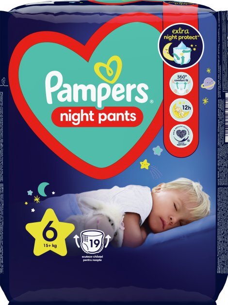 Підгузки-трусики Pampers Night Pants дитячі розмір 6, 15+ кг, нічні, 19 шт