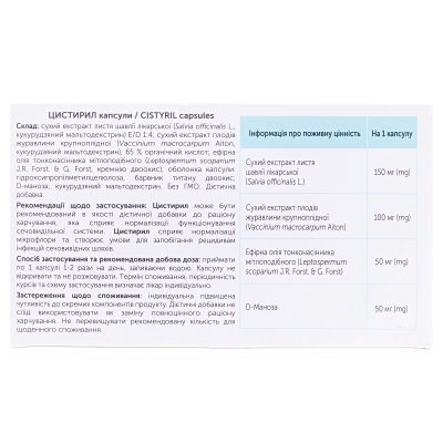 Цистирил капсулы №30