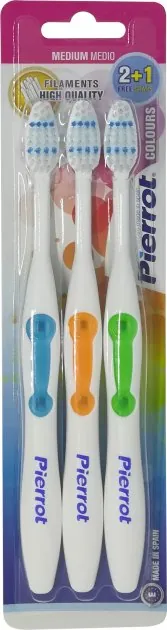 Набір зубних щіток Pierrot Colours 2+1 Ref.331 середня, 3 шт