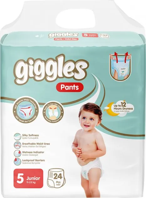 Підгузки-трусики Giggles Junior дитячі, розмір 5, 11-25 кг, 24 шт