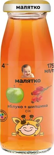 Сік Малятко Яблучно-шипшиновий, с сахаром, 175 мл