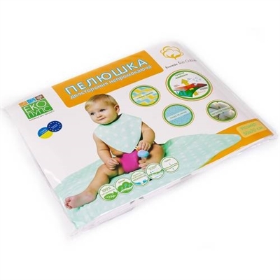 Пеленка Эко Пупс Eco Cotton двусторонняя непромокаемая, 65 х 90 см, фуксия, цветы